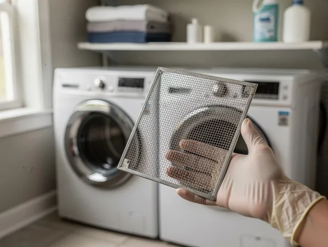 Walnut Dryer Vent Cleaning specialist performing detailed lint trap cleaning service in Walnut